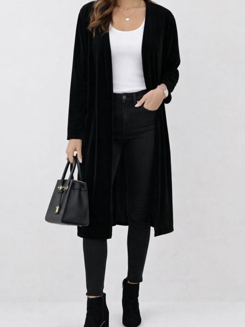 Penningtons Black Velvet Trim Shell Top cardigan, size 3X